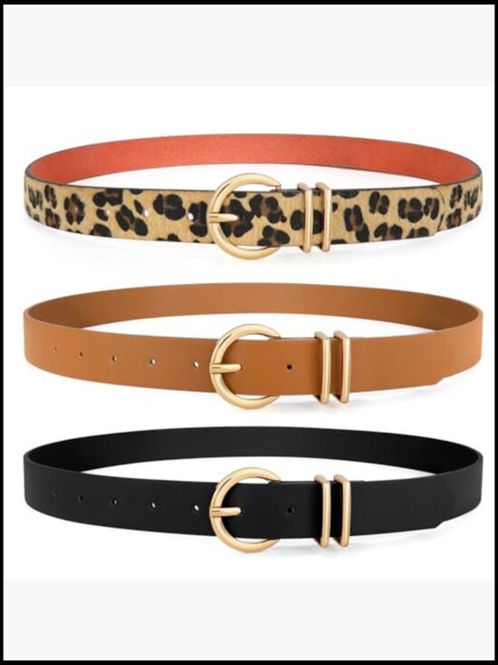Faux Leather Belts with Gold Buckle for Jeans Dresses main image 4